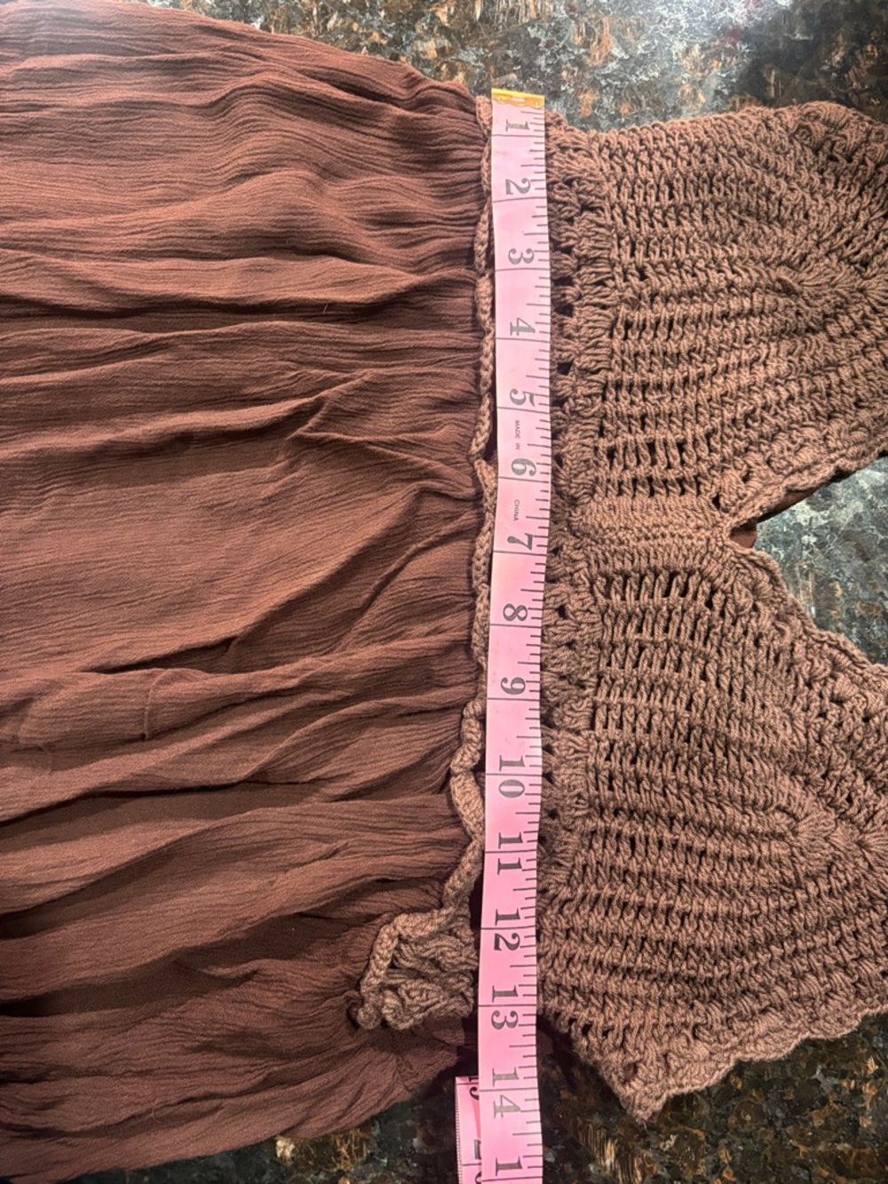 Blush Brown Crochet Bodice Midi Dress - Picture 11 of 11